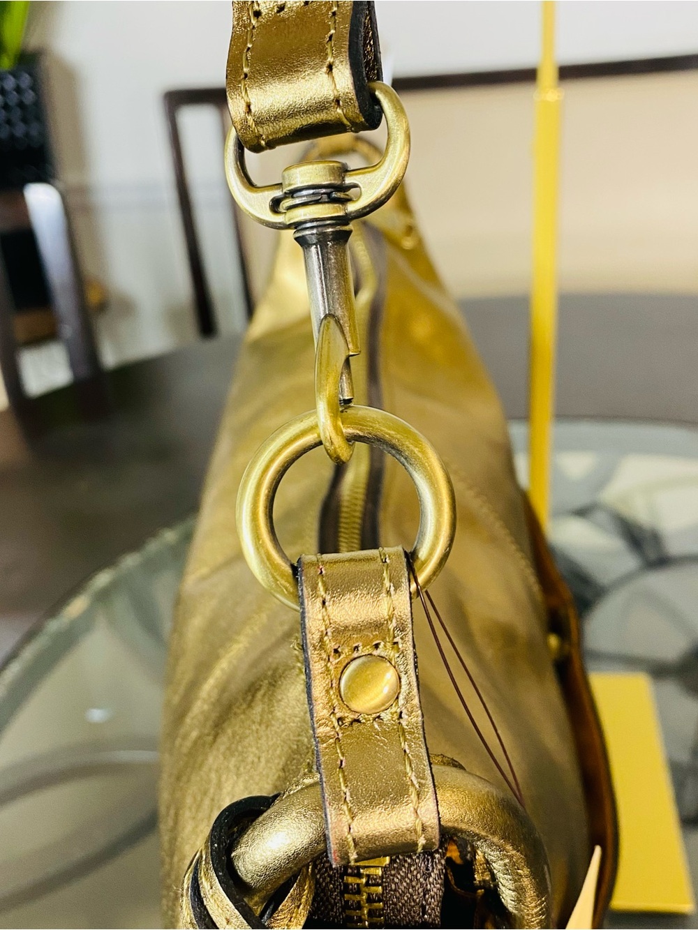 Patricia Nash Chiavari Convertible Hobo Gold Leather Shoulder Crossbody Bag NWT - Picture 6 of 13
